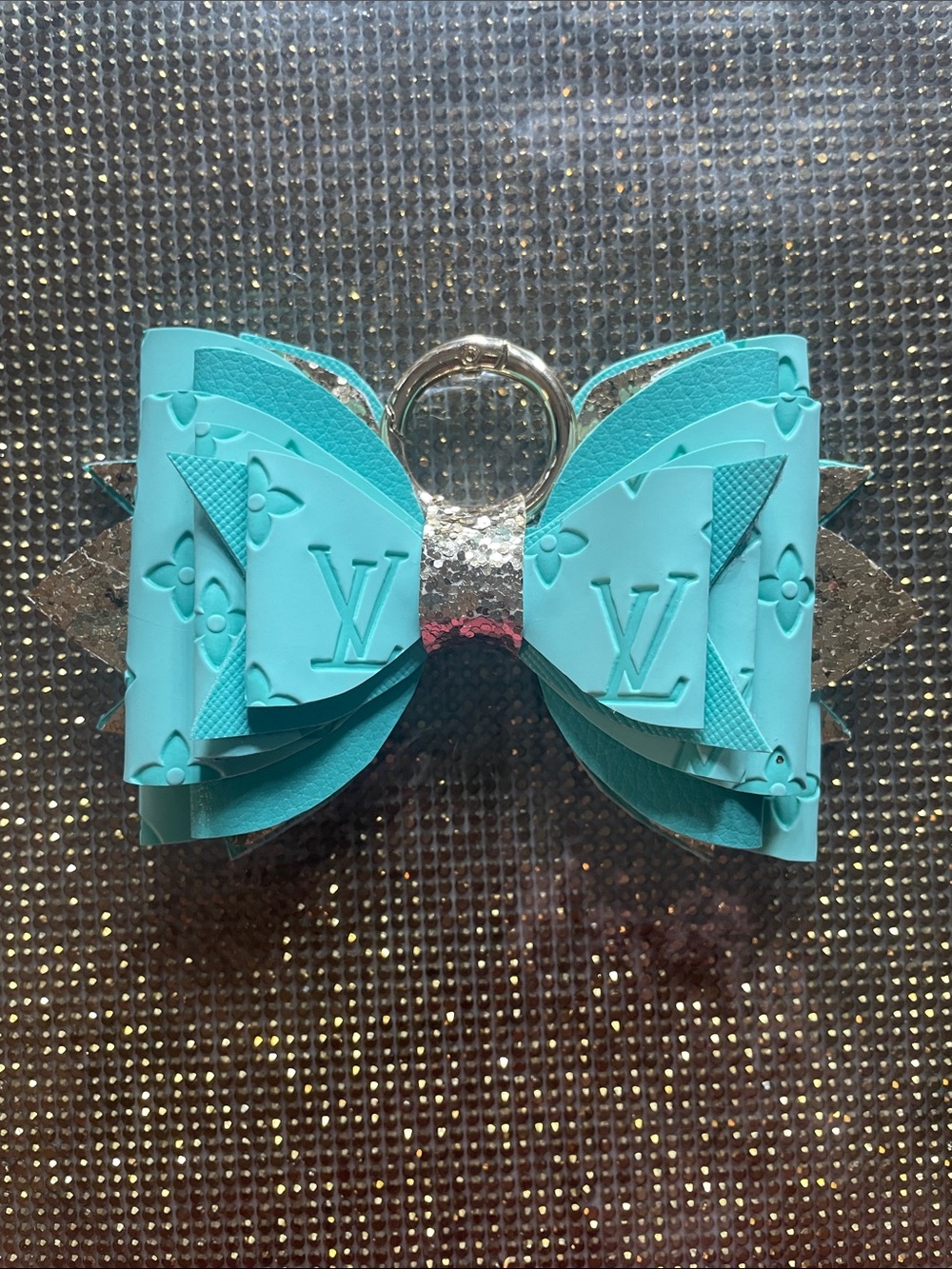 Large Tiffany blue Layered keychain bow